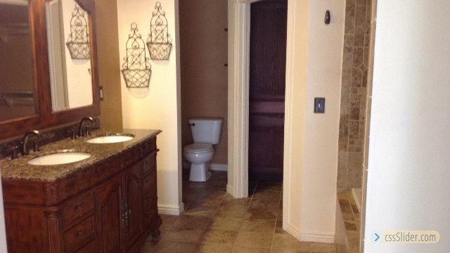 Beautiful master bath with walk-in closet